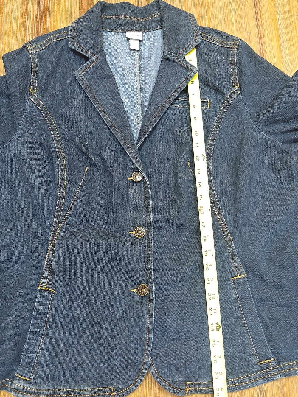 Venezia Denim Blazer Jacket Blue Button Front Tailored Plus Sz 18/20 Stretch - Picture 5 of 6